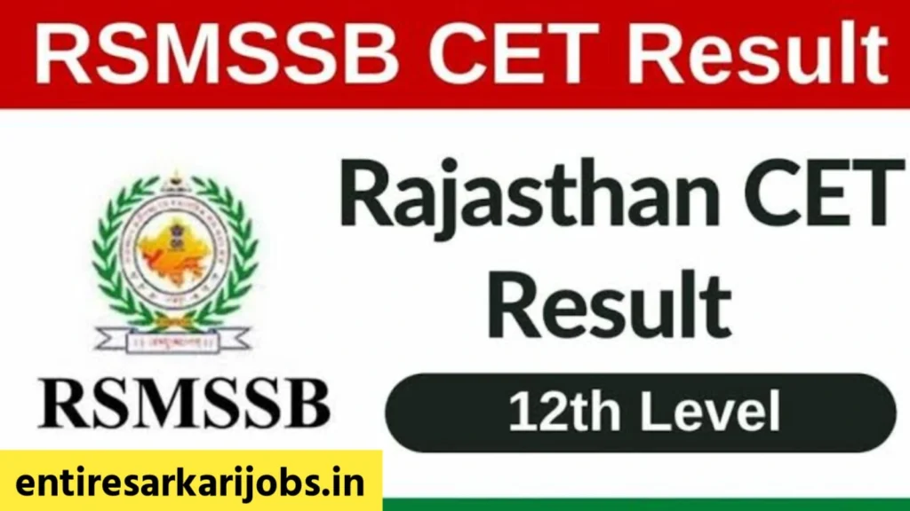 Rajasthan RSMSSB Common Eligibility Test (CET) Graduate Level 2024 Result: Download PDF